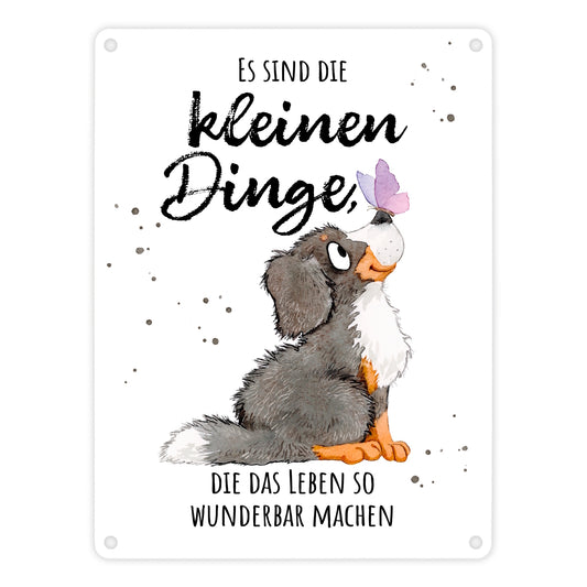 Hund Metallschild in 15x20 cm mit Spruch Die kleinen Dinge machen das Leben so wunderbar