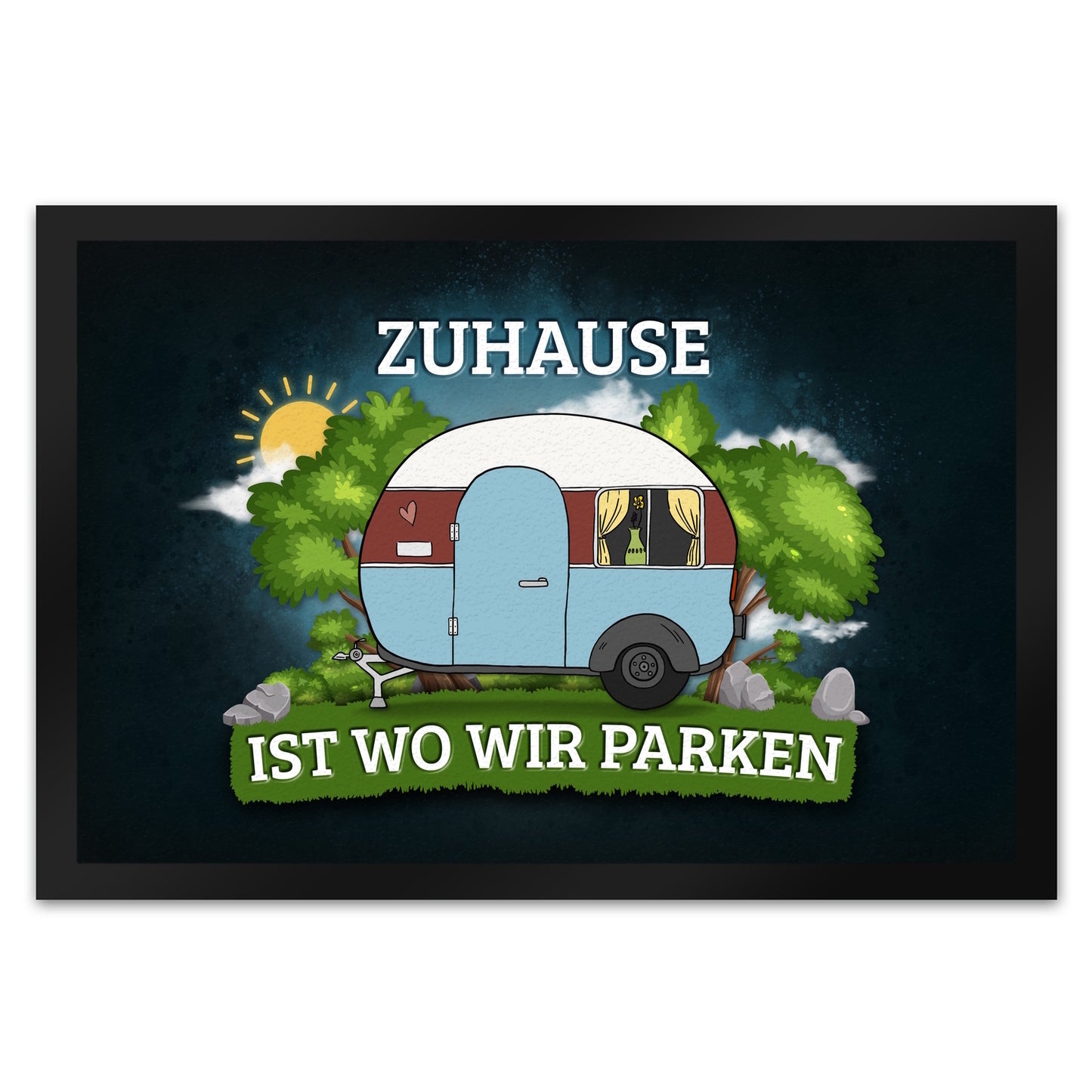 Zuhause ist wo wir parken Fußmatte XL mit Camping Motiv