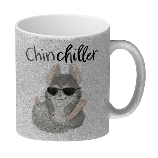 Chinchilla Glitzer-Kaffeebecher mit Spruch Chinchiller