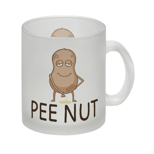 Pee nut Glas Tasse mit pinkelnder Erdnuss