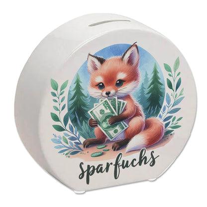 Babyfuchs Spardose mit Spruch Sparfuchs