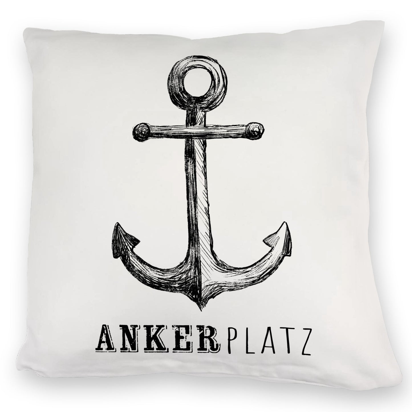 Anker Kuschelkissen mit Spruch Ankerplatz