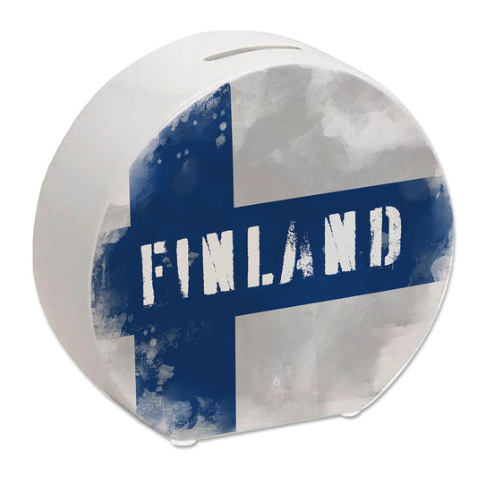 Spardose mit Finnland-Flagge im Used Look - Sparschwein für Urlauber