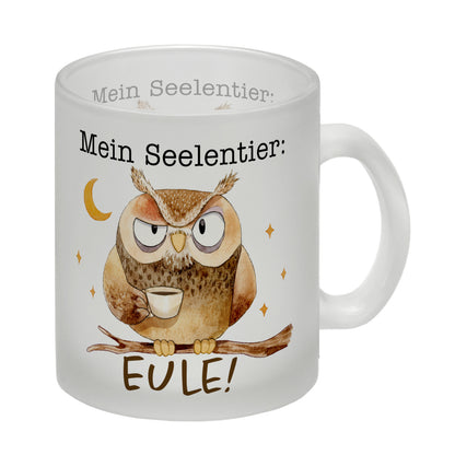 Eule Glas Tasse mit Spruch Mein Seelentier Eule