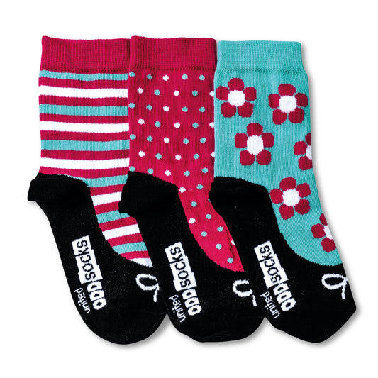 Verrückte Oddsocks Ditsy Socken für Mädchen im 3er Set