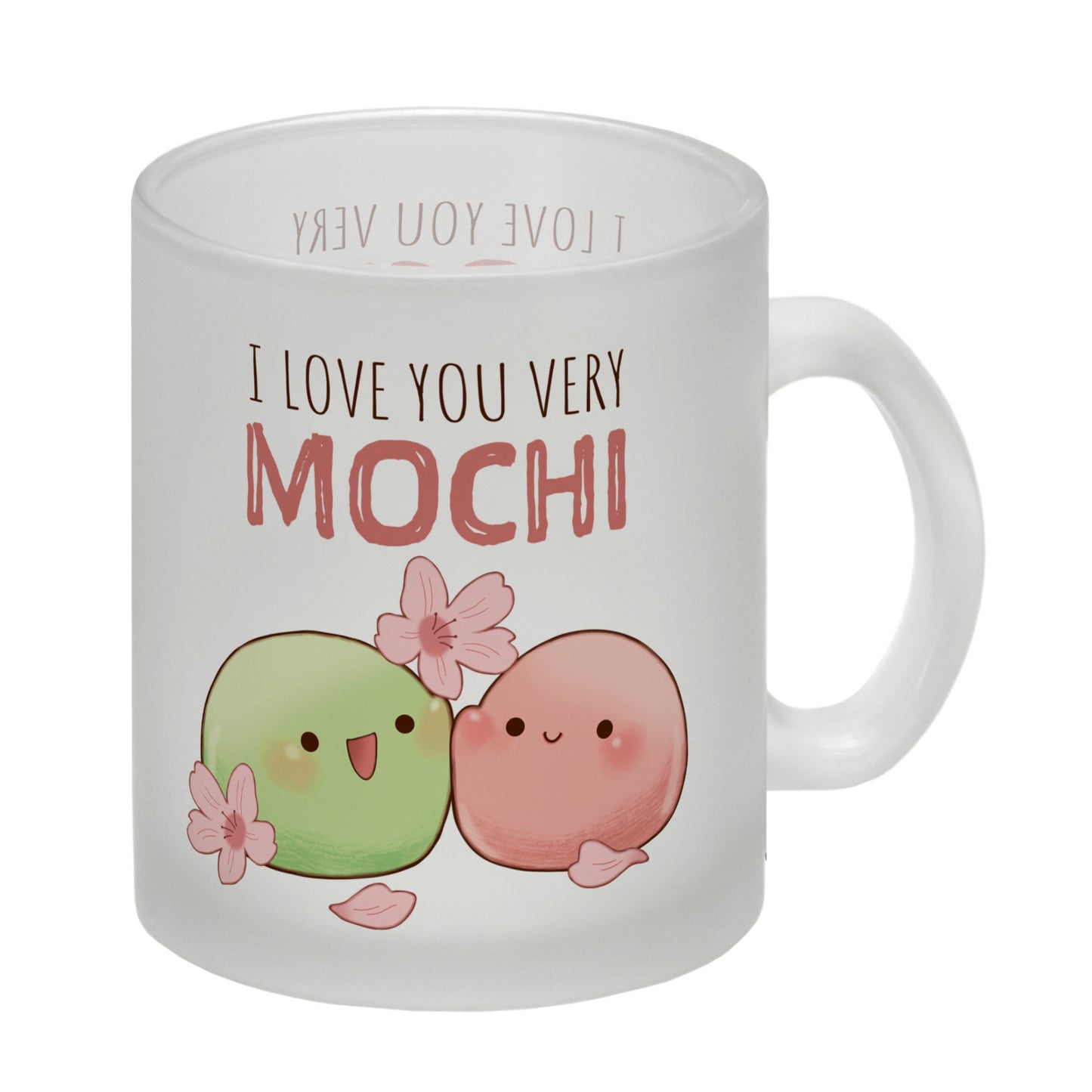 Mochi Paar Glas Tasse mit Spruch I love you very Mochi