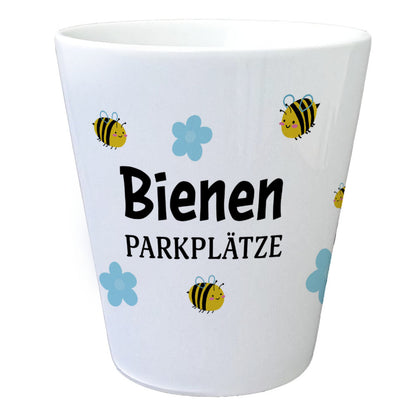 Bienen Blumentopf mit Spruch Bienenparkplätze