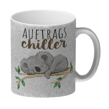 Koala Glitzer-Kaffeebecher mit Spruch Auftragschiller