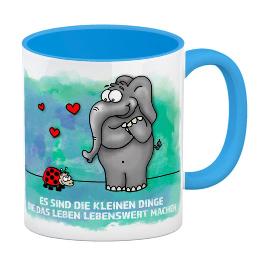 Es sind die kleine Dinge die das Leben lebenswert machen Kaffeebecher [Vtext2] mit Elefant und Marienkäfer Motiv