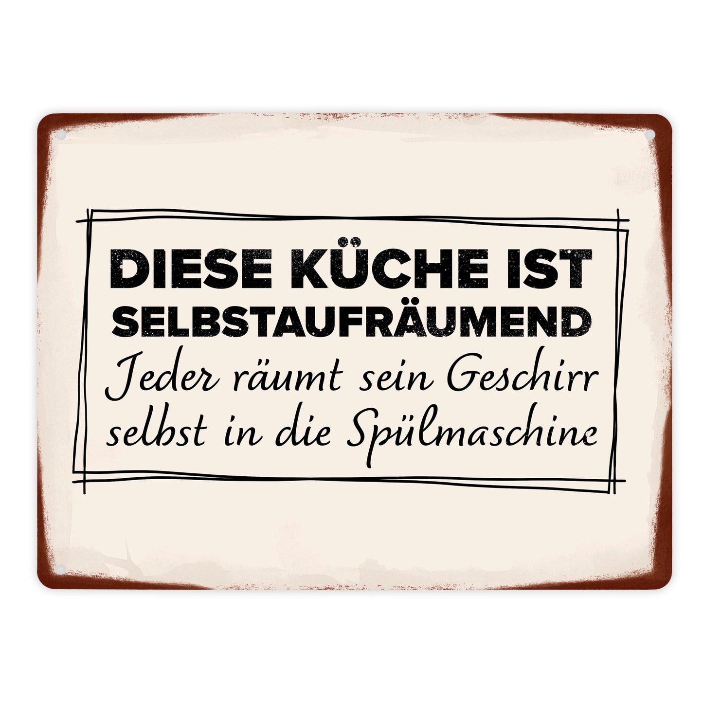 Diese Küche ist selbstaufräumend Metallschild XL in 21x28 cm für den Haushalt