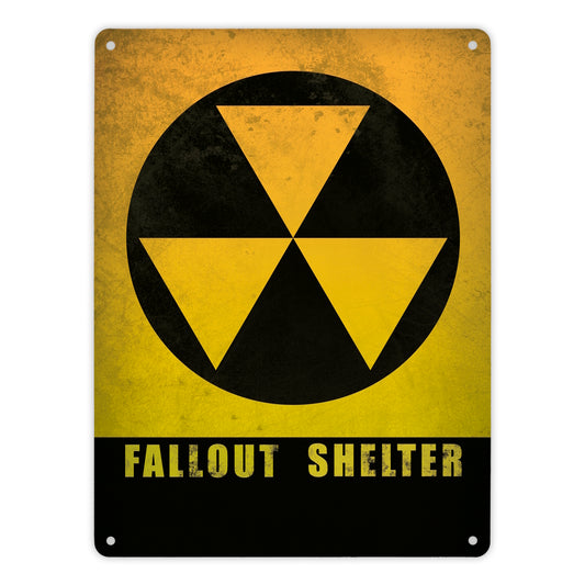 Metallschild XL mit Fallout Shelter Atomschutzbunker Motiv