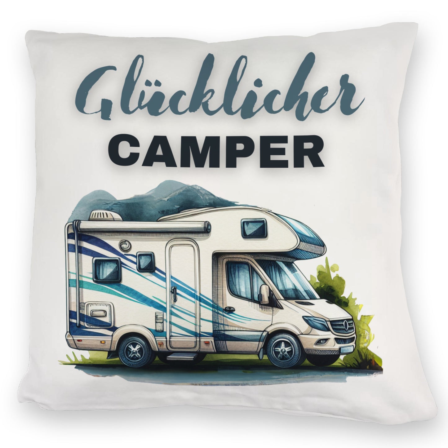 Wohnmobil Kuschelkissen mit Spruch Glücklicher Camper