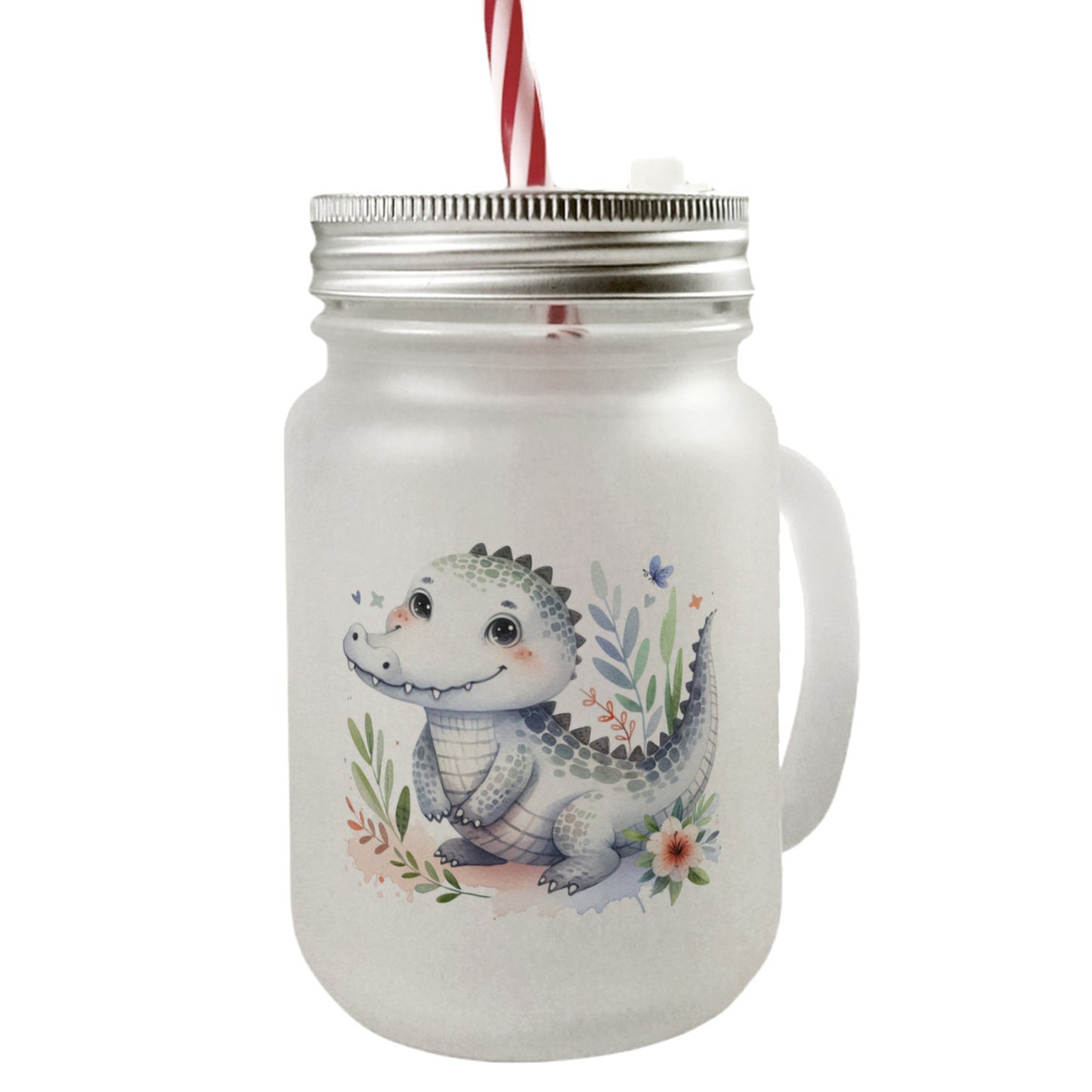 Baby Krokodil Mason Jar Henkel Trinkglas mit Deckel