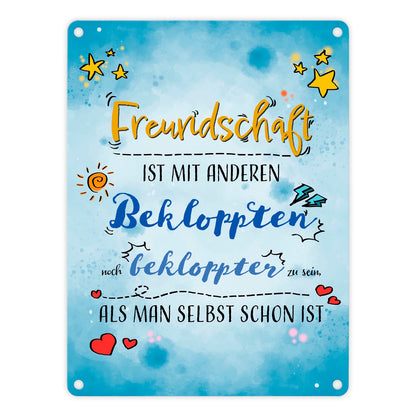 Metallschild in 15x20 cm mit lustigem Spruch zu Freundschaft