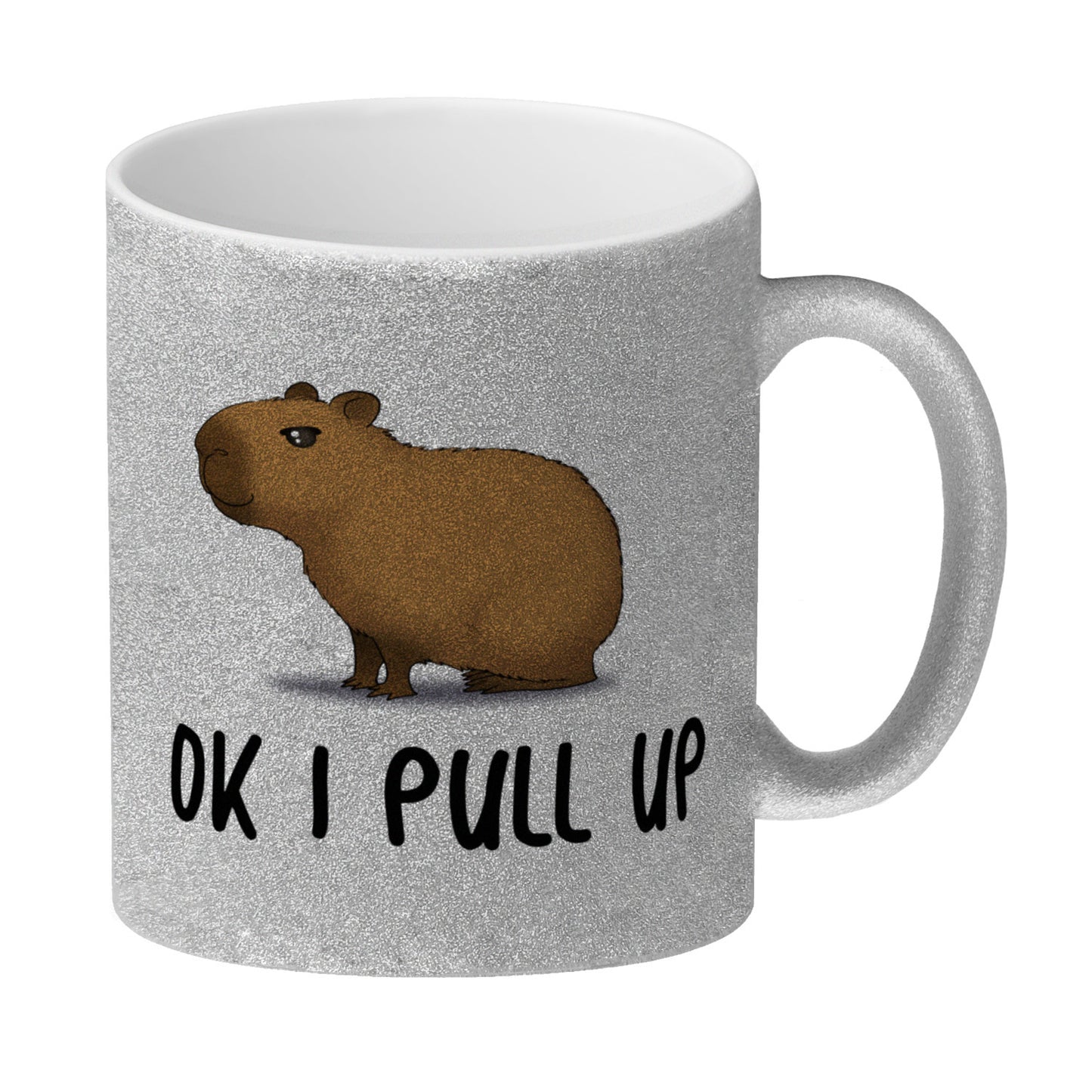 Ok I pull up normales Capybara Meme Glitzer-Kaffeebecher