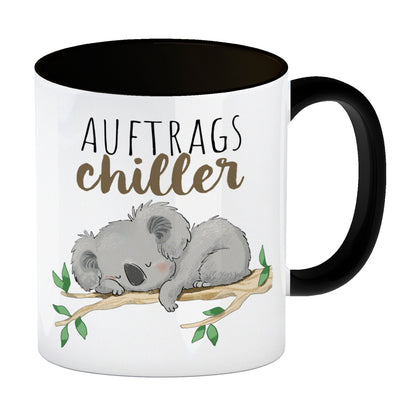 Koala Kaffeebecher in schwarz mit Spruch Auftragschiller