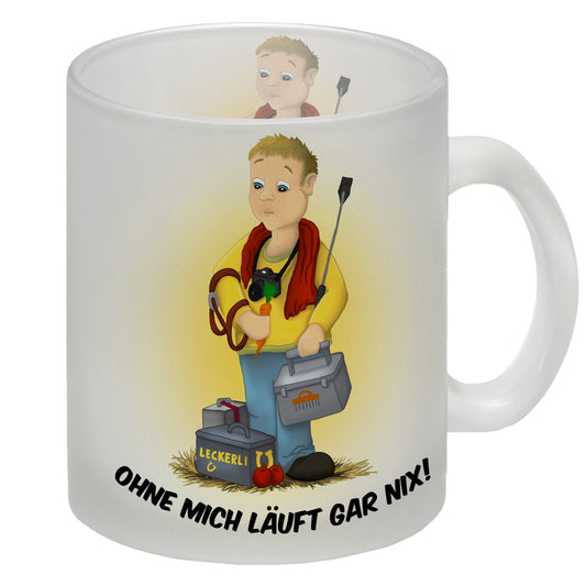 Ohne mich läuft gar nix! Glas Tasse mit Turniertrottel Motiv