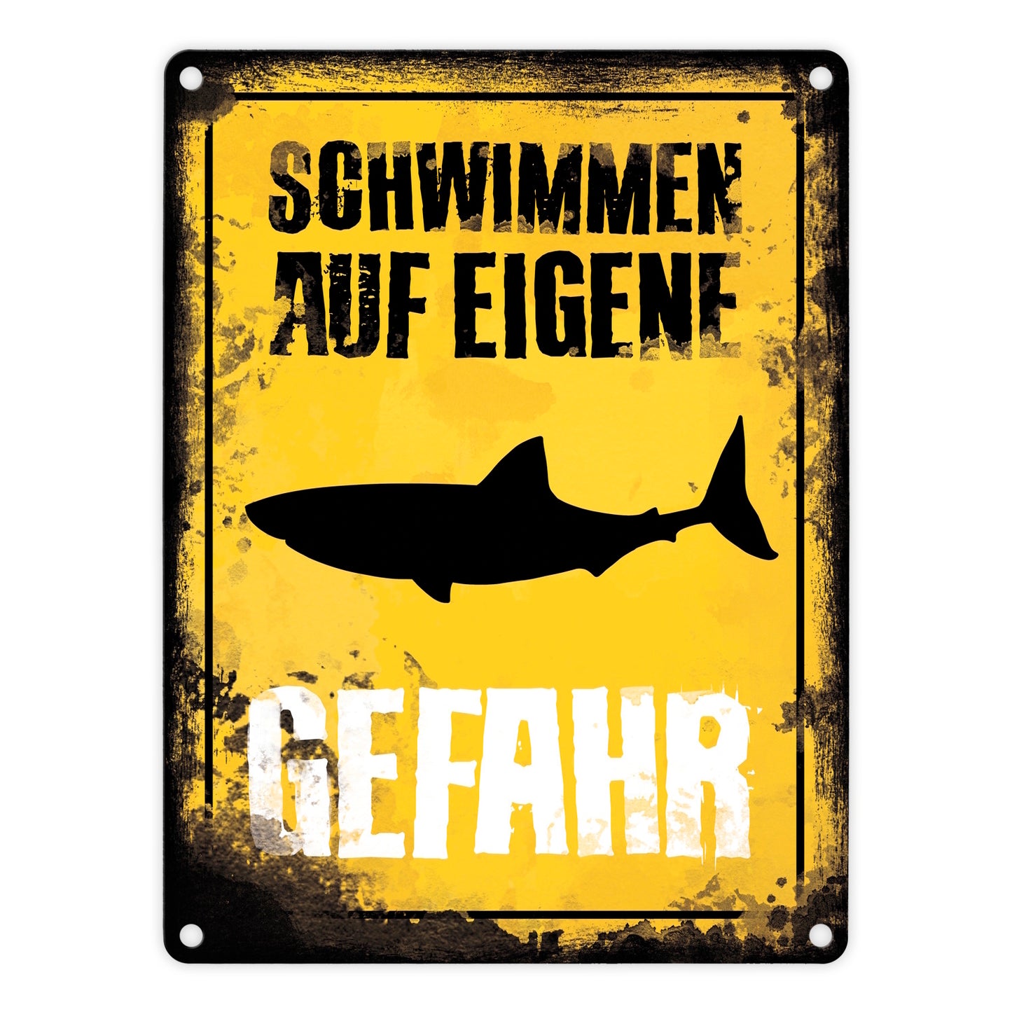 Schwimmen auf eigene Gefahr Metallschild in 15x20 cm für den Pool mit Hai