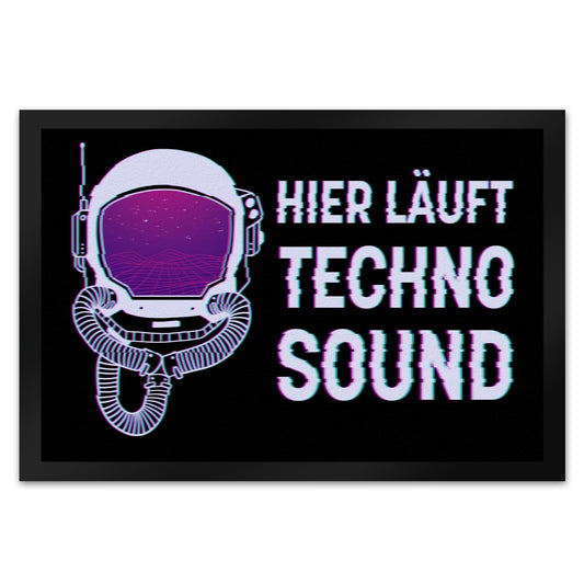 Hier läuft Techno Sound Fußmatte XL in 40x60 cm mit Astronautenhelm für Raver