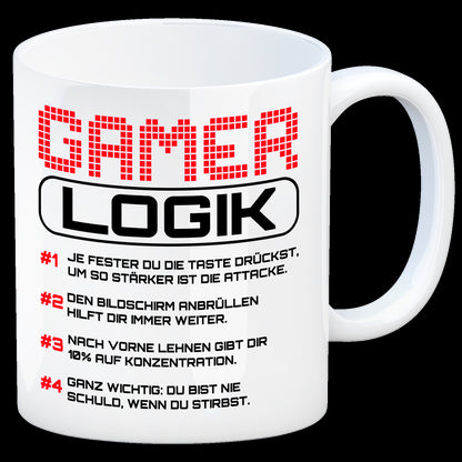 Gamer Logik Kaffeebecher in rot