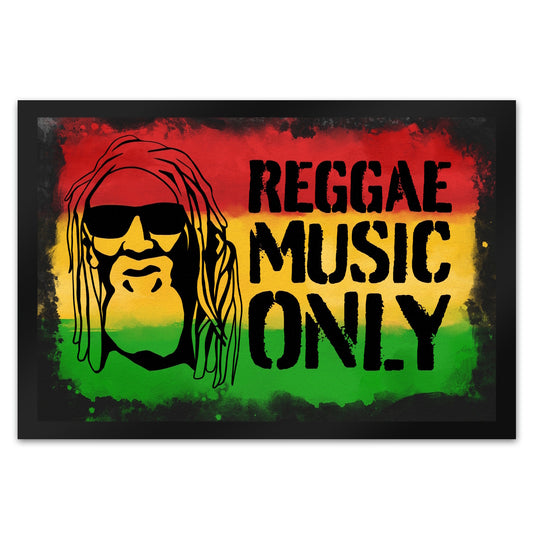 Reggae Music Only Fußmatte XL in 40x60 cm für Reggae Fans mit Rastafari Gesicht