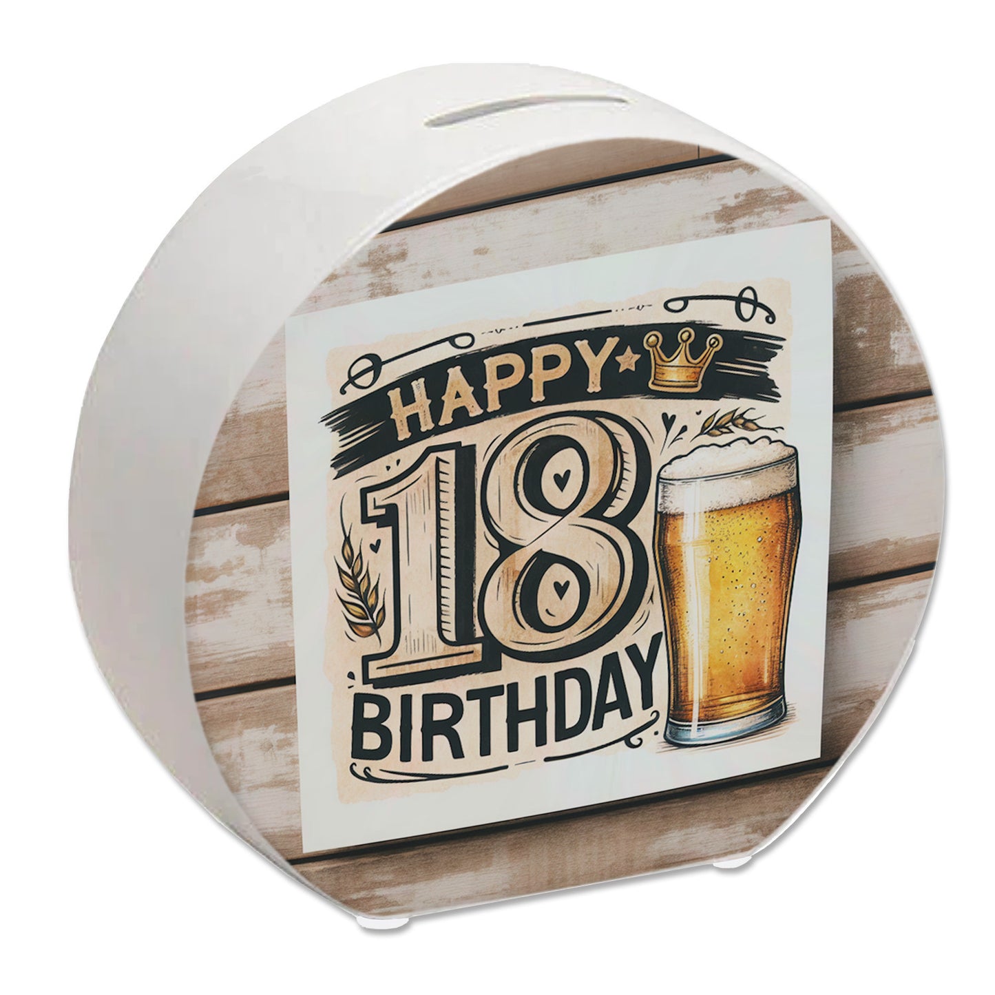 18. Geburtstag Bier Spardose mit Spruch Happy Birthday 18