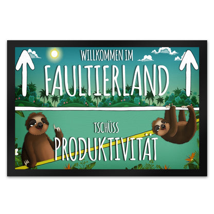 Willkommen im Faultierland Fußmatte XL mit Faultier Motiv