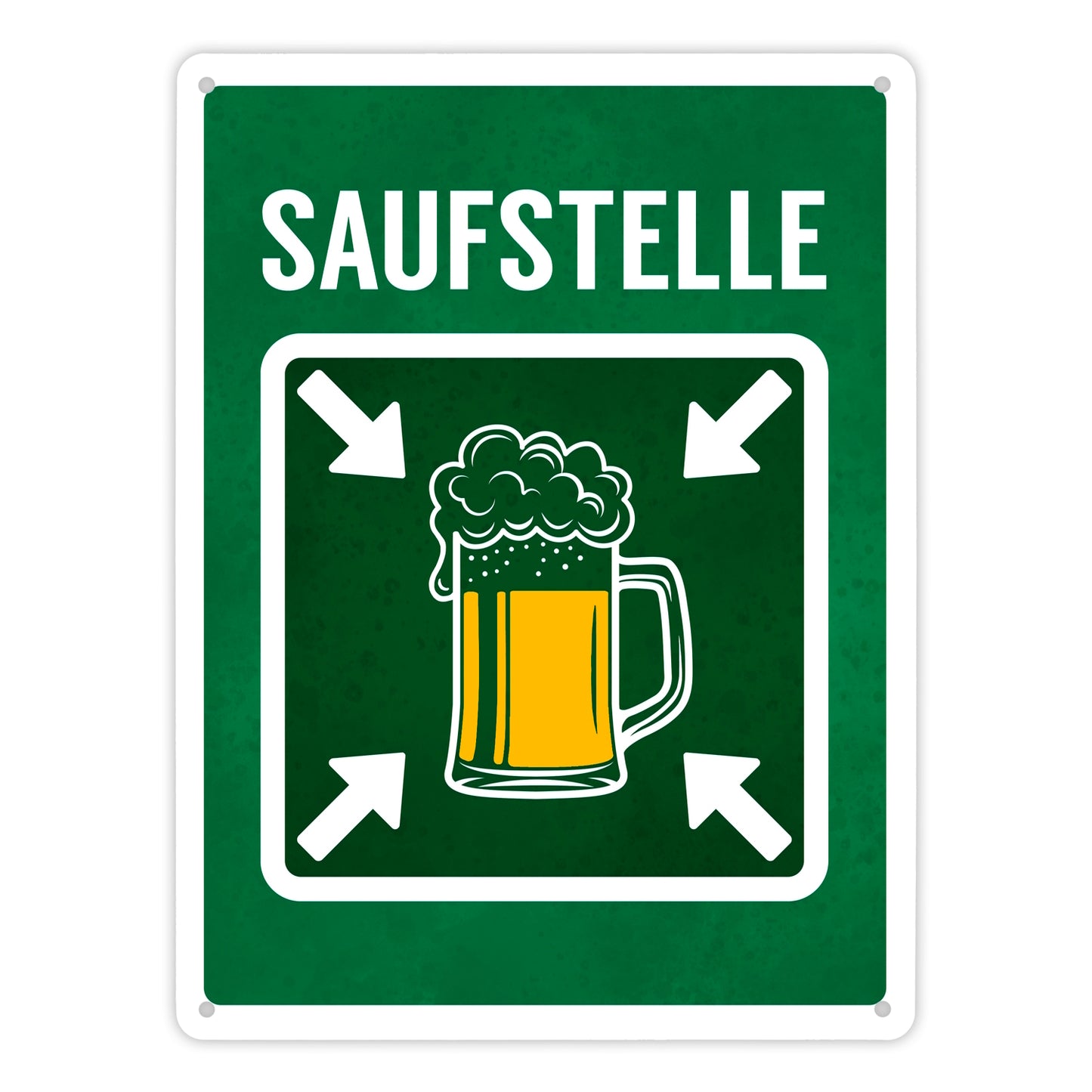 Metallschild XL mit Bier Motiv und Spruch: Saufstelle