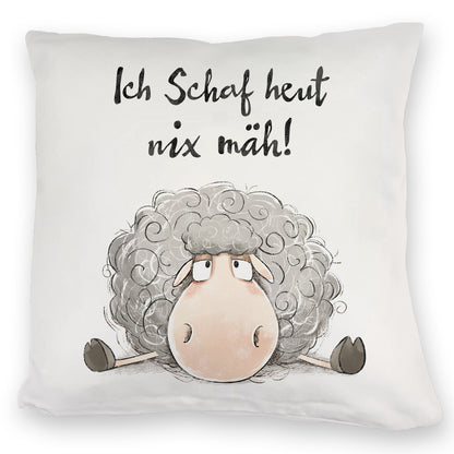 Schaf Kuschelkissen mit Spruch Ich Schaf heut nix mäh