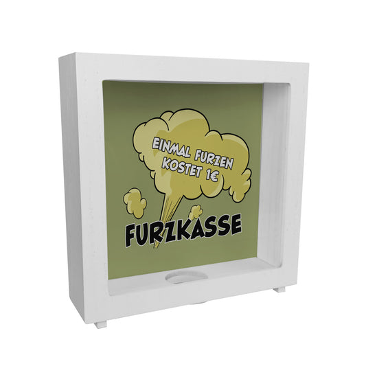 Einmal Furzen kostet 1€ witzige Furzkasse Rahmen Spardose aus Holz