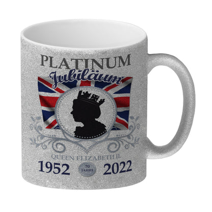 Platinum Jubiläum Queen Glitzer-Kaffeebecher