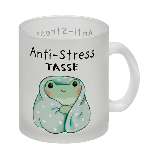 Frosch in blauer Decke mit Spruch Anti-Stress Tasse