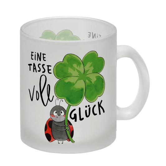 Marienkäfer Glas Tasse mit Spruch Eine Tasse voll Glück