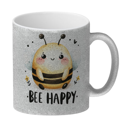 Biene Bee Happy Glitzer-Kaffeebecher