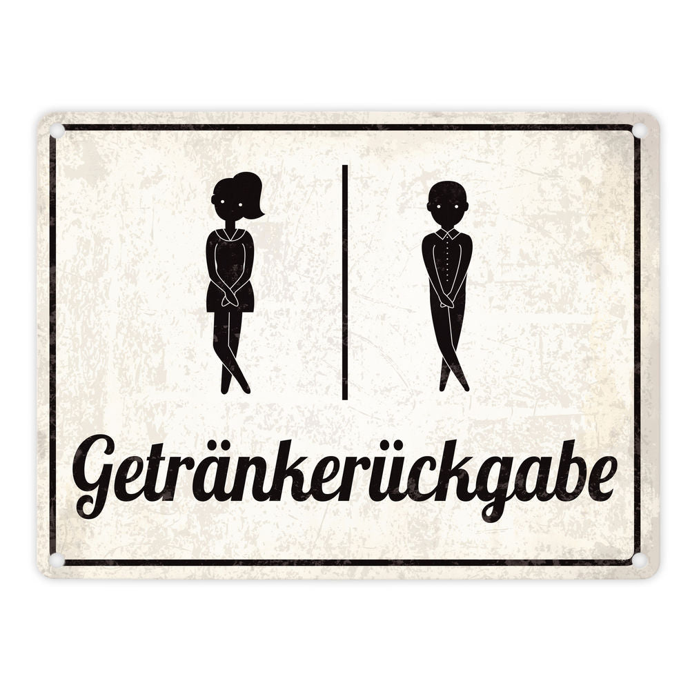 Das Getränkerückgabe Blechschild in 15x20 cm