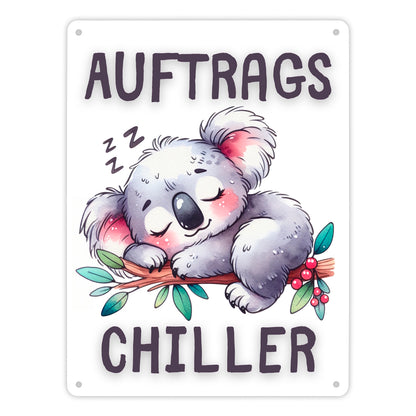 Schlafender Koala Metallschild XL in 21x28 cm mit Spruch Auftragschiller