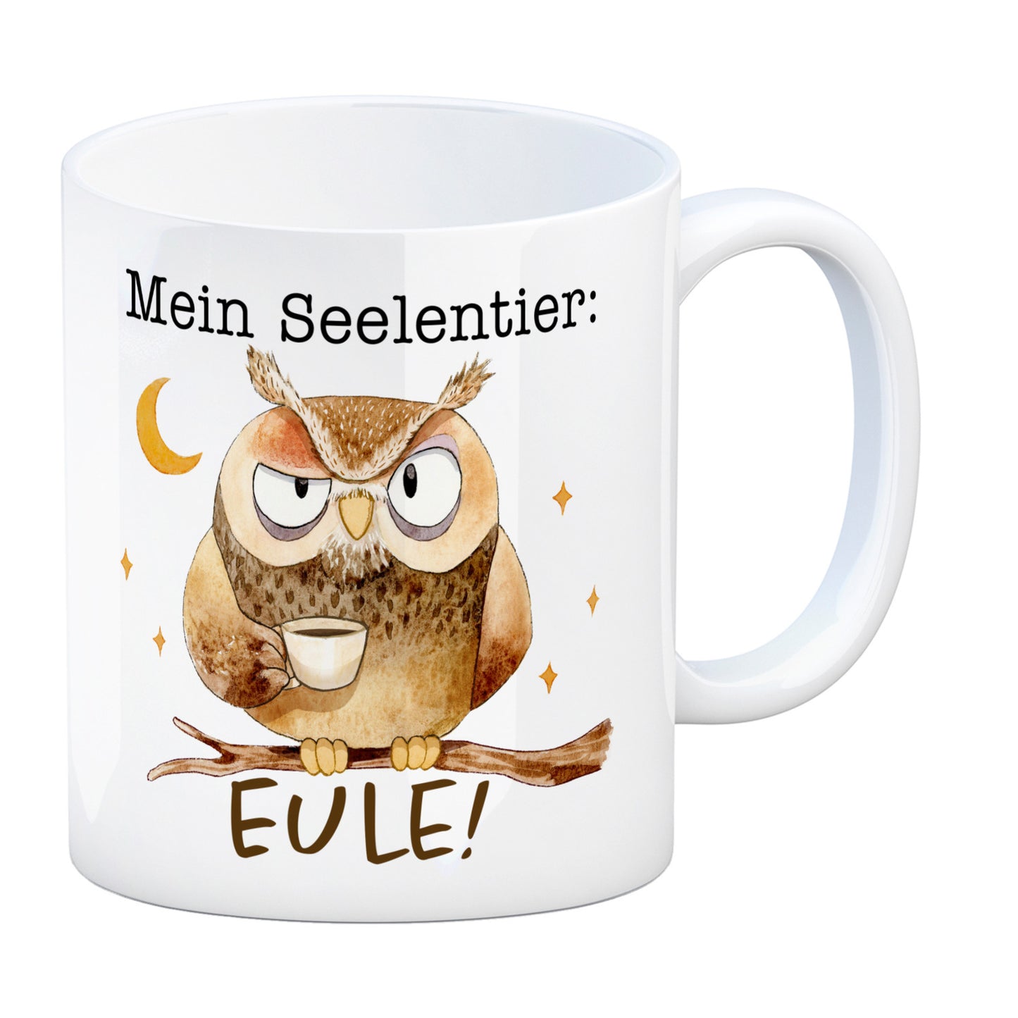 Eule Kaffeebecher mit Spruch Mein Seelentier Eule