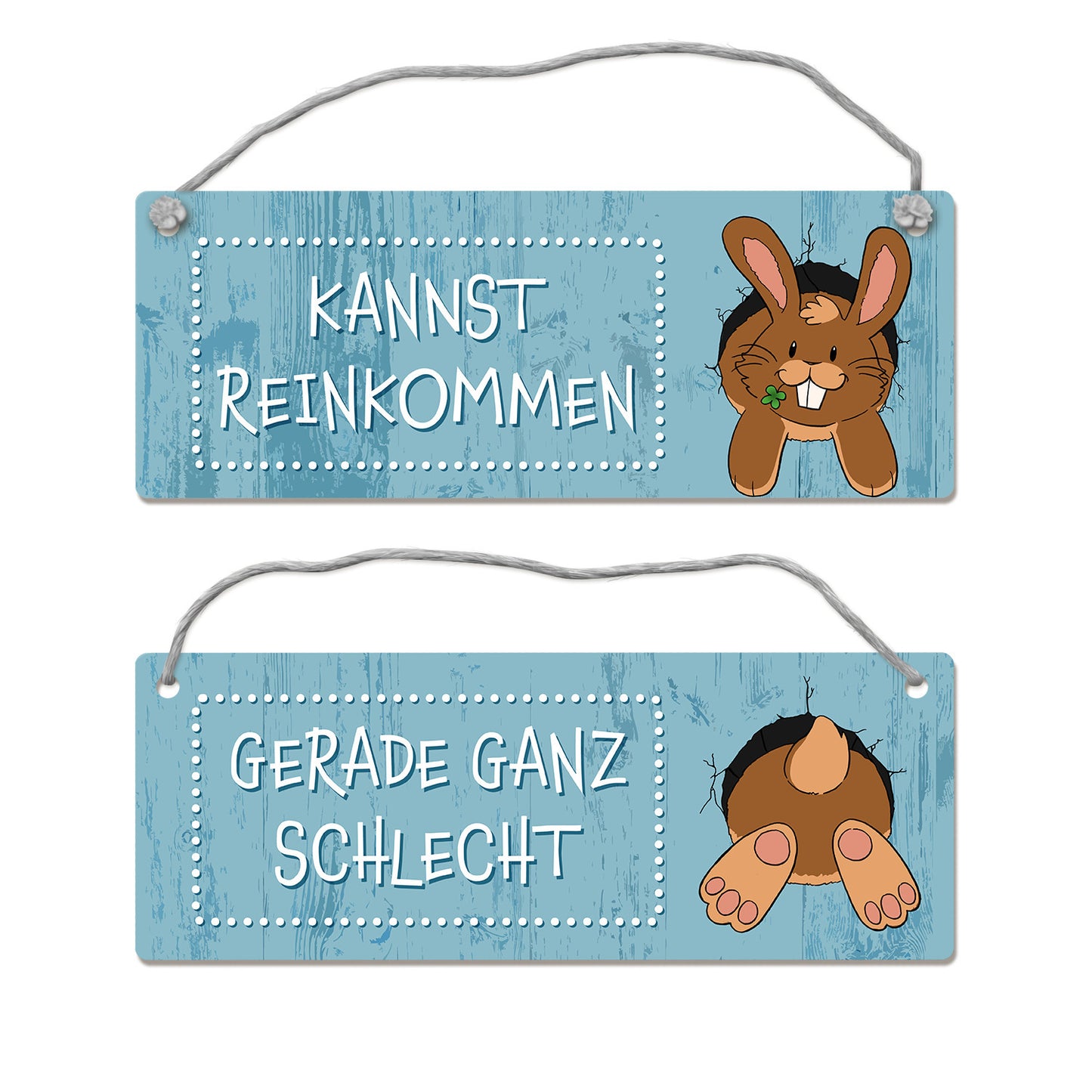 Gerade ganz schlecht - Kannst reinkommen Wendeschild mit süßem Häschen