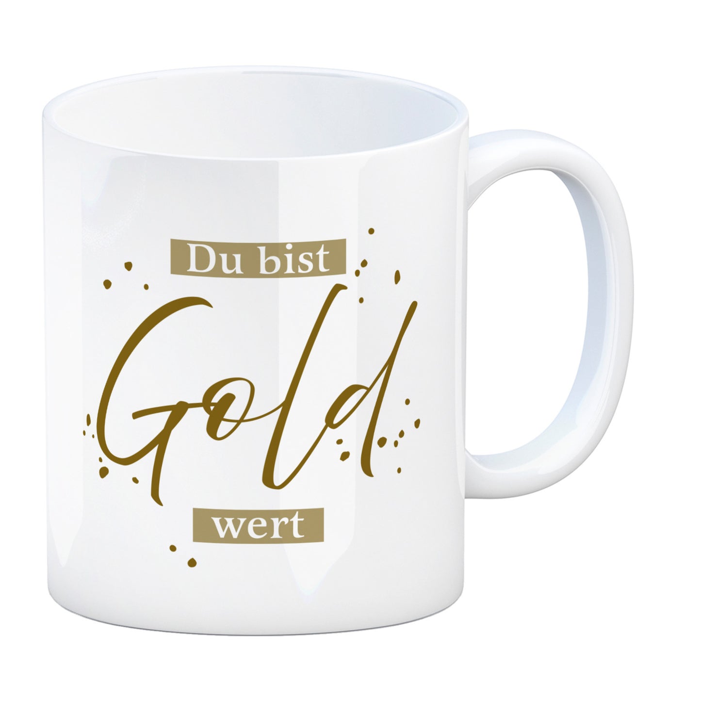 Danksagung Kaffeebecher mit Spruch Du bist Gold wert