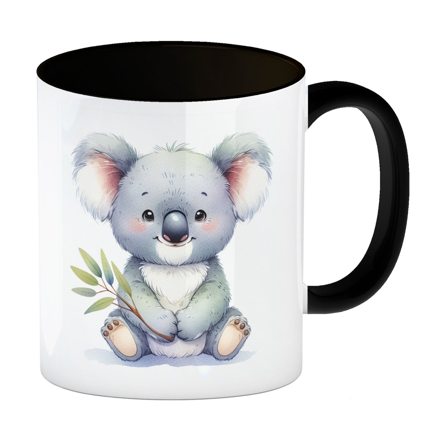 Sitzender Koala Kaffeebecher in schwarz