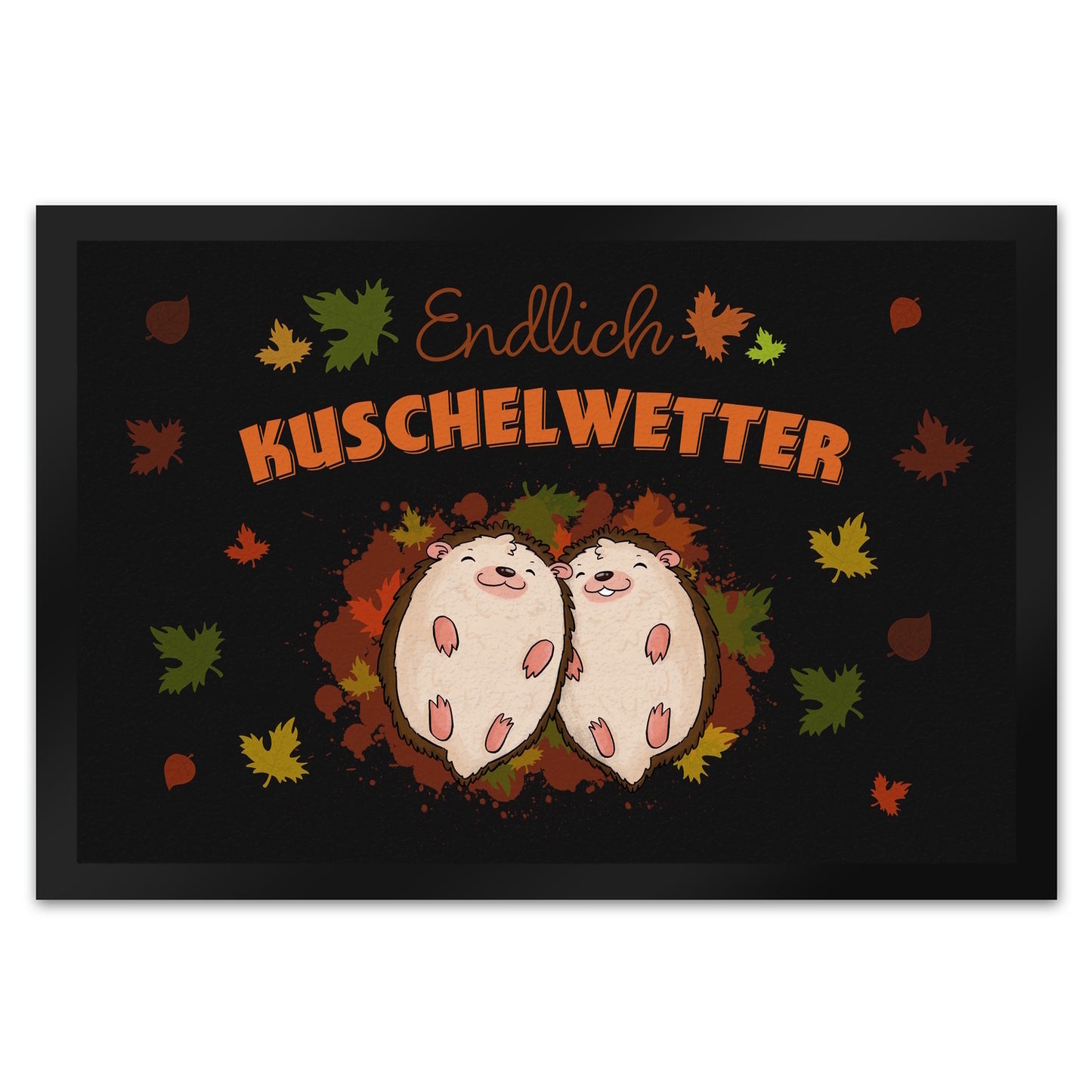 Endlich Kuschelwetter herbstliche Fußmatte XL in 40x60 cm mit Igelpaar