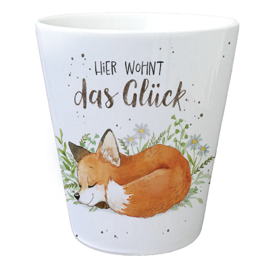 Fuchs Blumentopf im Aquarell-Stil