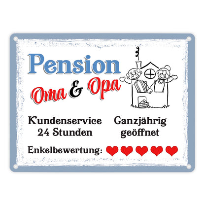 Pension Oma und Opa Metallschild in 15x20 cm