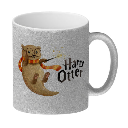 Harry Otter mit Zauberstab Glitzer-Kaffeebecher