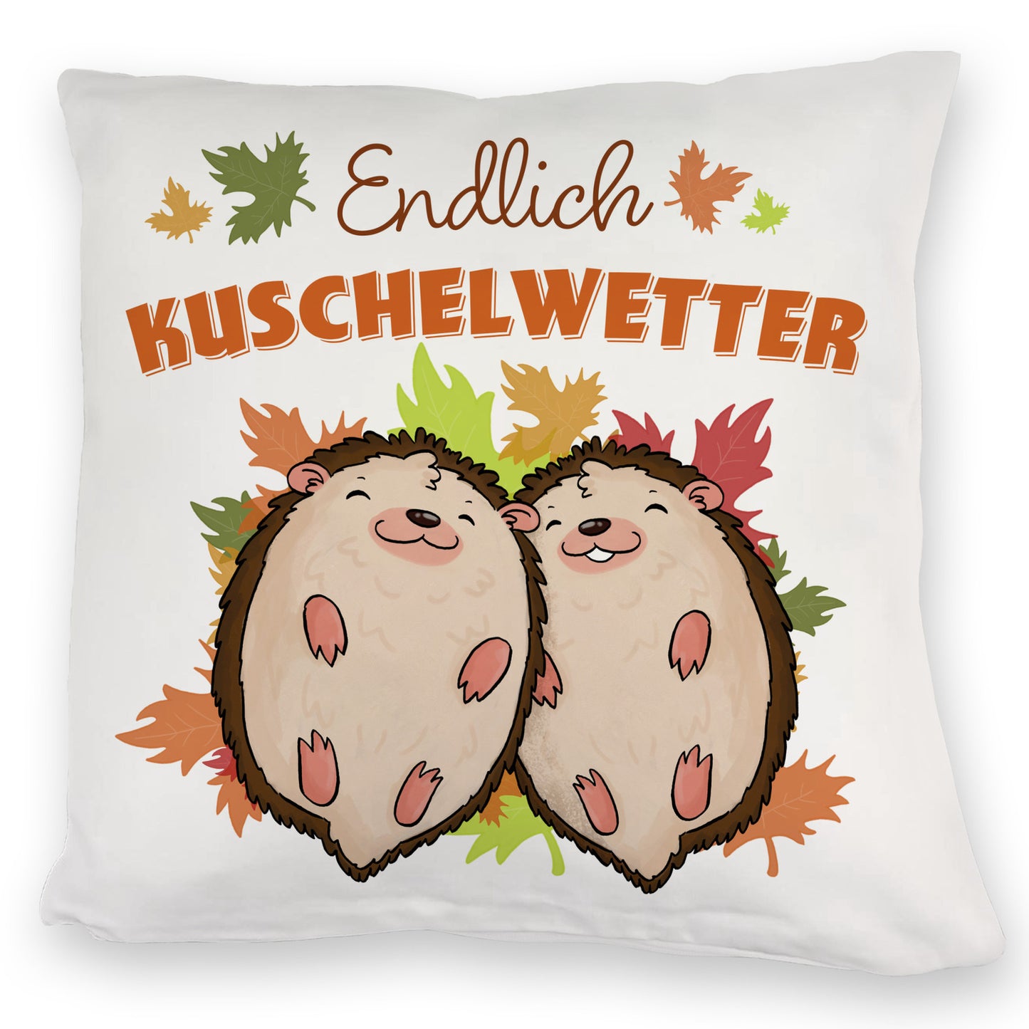 Endlich Kuschelwetter herbstliches Kuschelkissen mit Igelpaar