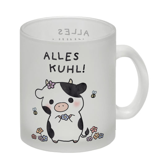 Kuh Glas Tasse mit Spruch Alles Kuhl