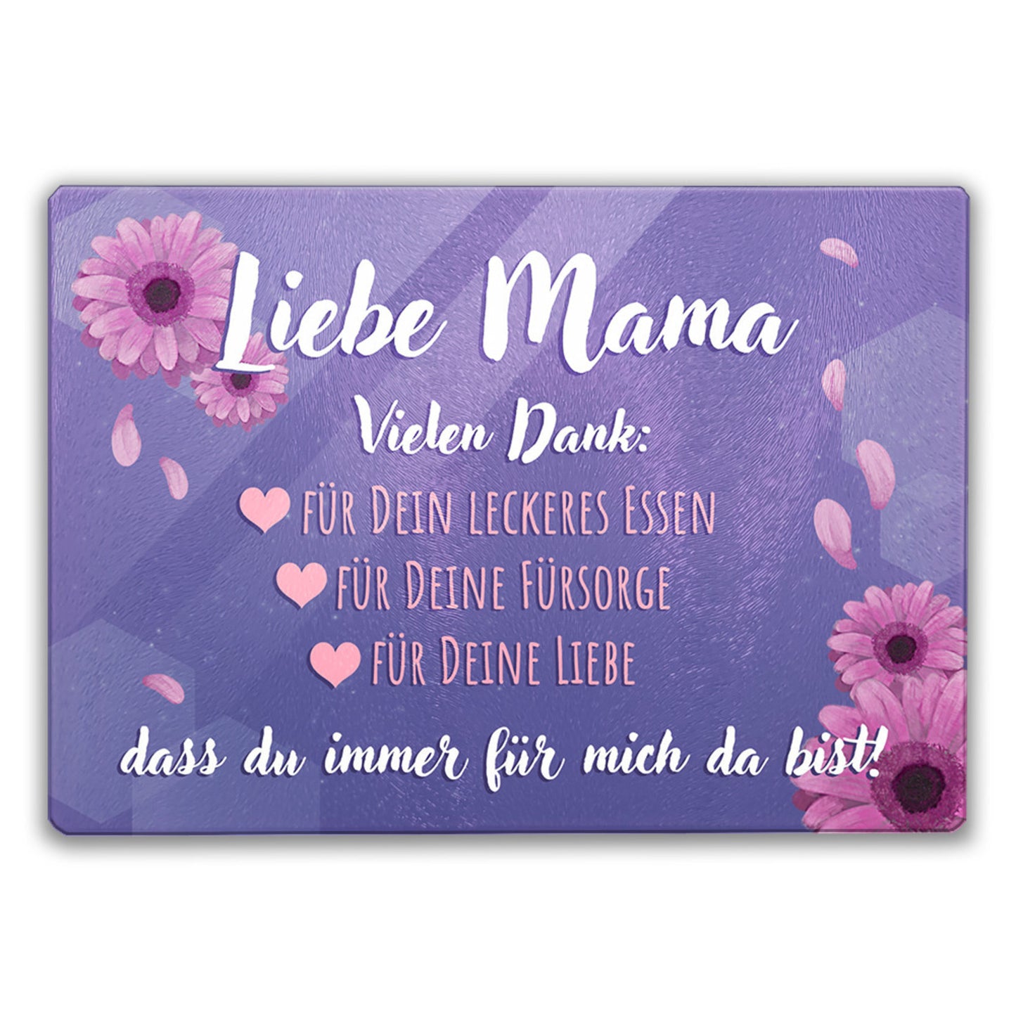 Liebe Mama Schneidebrett aus Glas mit Spruch Vielen Dank dass du da bist