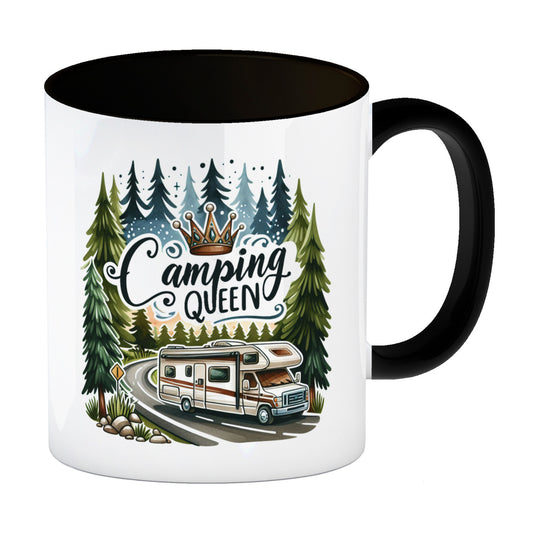 Wohnmobil Camping Queen Kaffeebecher in schwarz