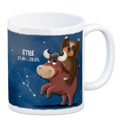 Faultier Sternzeichen Stier Kaffeebecher