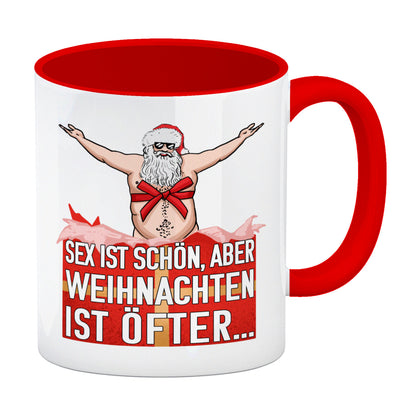 Sex ist schön aber Weihnachten ist öfter Kaffeebecher Rot mit Weihnachtsmann